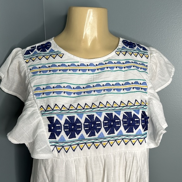 Blu pepper beautiful mini dress, embroidered short sleeves. Size S - Picture 2 of 6